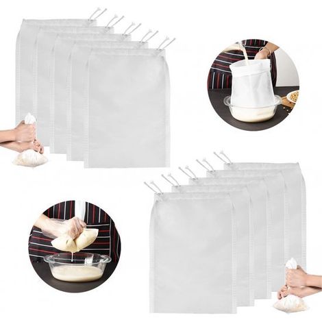 Colador de tela, 10 piezas, Tela de muselina, Tela para queso, Fácil de usar, Malla 200-3045cm, Colador, lácteos, bolsa coladora, tamiz (1/5)