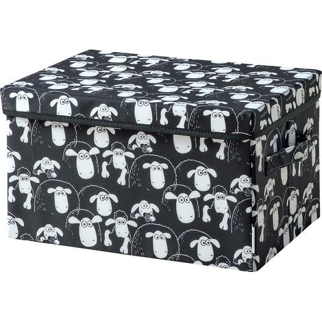 Boîte de rangement avec couvercle fond noir Lifeney Shaun le mouton (1/5)