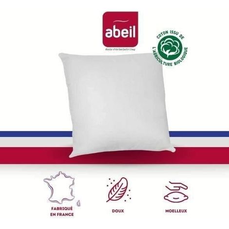 Lot de 2 oreillers anti-acariens - 60 x 60 cm - 100% coton Bio - ABEIL (1/2)