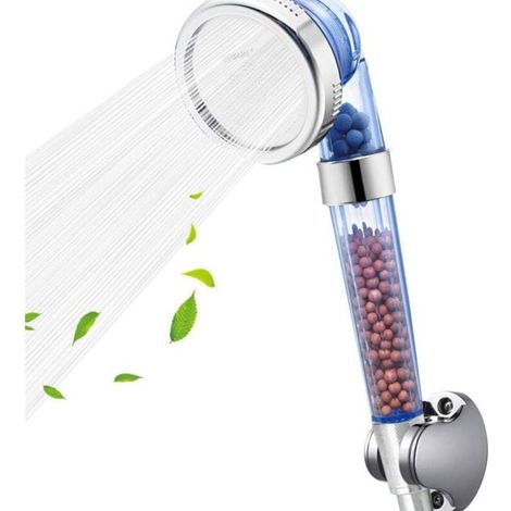 Pomme de douche - PZCC - 3 Voies - Haute pression - Billes minérales ioniques - Pour peau et cheveux (1/4)