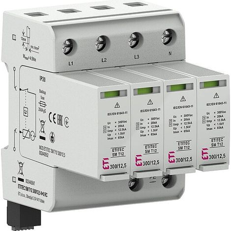 ETI Kombiableiter ETITEC SM T12 300/12,5 4+0 RC, REG