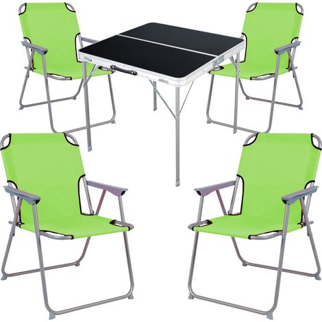 5-teiliges Campingmöbel Set schwarz 80x80x70cm Lime-MMC330883B+4xMPO2600LG (1/4)