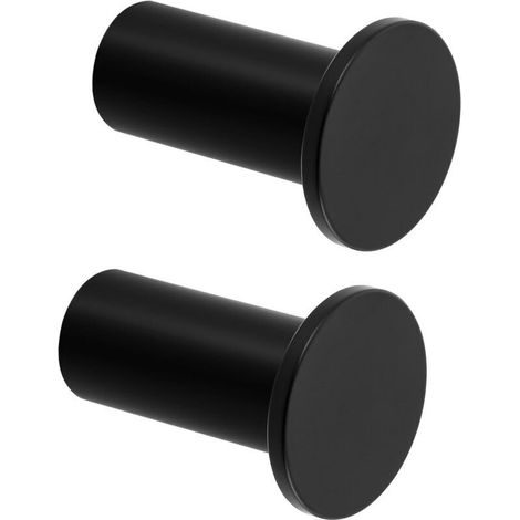 Bathroom Wall Hook, 45mm Screw-in Stainless Steel Wall Hooks, Wall Hooks for Bathroom, Bedroom, Kitchen, 2 Pcs Matte Black (1/4)