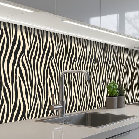 Kitchen Splashback Zebra - Print - Classic - Black 450x60 cm