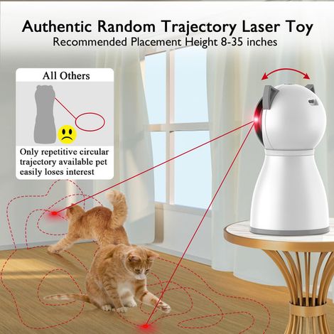 Jouet interactif pour chat avec laser automatique, mouvement aléatoire, capteur de mouvement et modes de vitesse réglables (1/5)