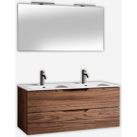 Wandhängender Badmöbel mit Doppelwaschbecken 120 cm Solmira - Dunkelbraun