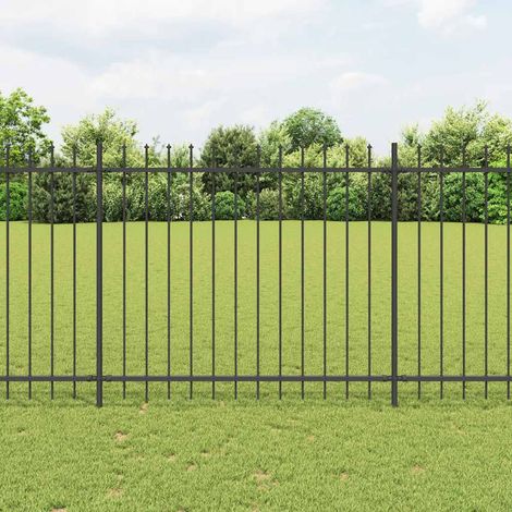 Garden Fence with Spear Top Steel 1005x150 cm Black vidaXL
