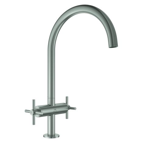 2-Griff-Spültischbatterie Atrio 30609 C-Auslauf supersteel (1/4)