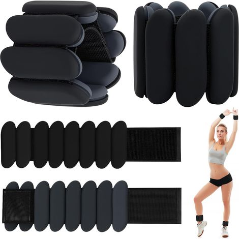 1 paire de poids de poignet (0,5 kg chacun) Poids réglables et portables pour poignet et cheville, bracelets de poignet en silicone pour femme Yoga, danse, pilates, natation, marche et gym (1/5)
