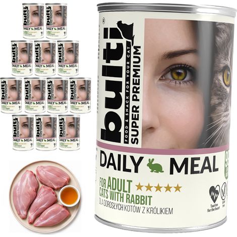 BULTI Repas Quotidien Aliment humide pour chat adulte Lapin 12x400g Complet (1/2)