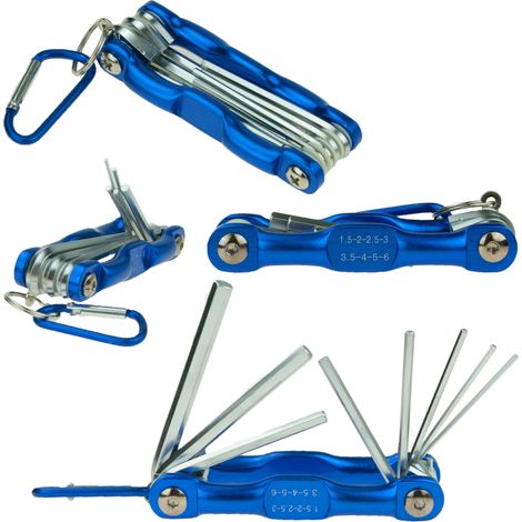 TG56102 Professioneller Fahrradschlüsselsatz mit Inbusschlüssel und Karabiner