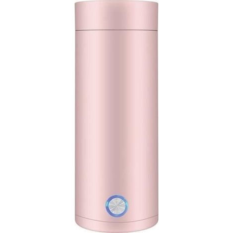 (Pink) Mini-Wasserkocher für unterwegs, 2-in-1-Thermoskanne, 400 ml tragbarer Wasserkocher für Tee und Kaffee – EU (1/4)