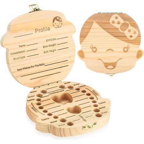 Boîte à Dents en Bois, Boîte de Rangement pour Enfants en Bois de Souvenir, Boîte à Dents de Lait Filles Souvenir Cadeau pour, (1/5)