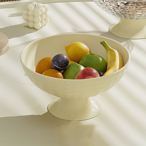 Assiette à fruits tendance pour la maison, idéale pour la table basse du salon, bol à bonbons et à en-cas, style luxueux, de grande qualité, avec égouttoir, grande capacité, blanc crème (1/4)