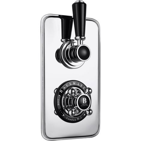 Bayswater Traditional Dual Concealed Shower Valve with Diverter Black/Chrome (1/2)