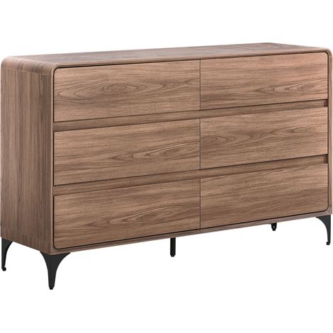 Cómoda de 6 cajones moderna de MDF sala de estar dormitorio marrón oscuro Cowell (1/5)