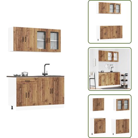 Archiviazione cucina - vidaXL Set Mobili da Cucina 4 pz Kalmar Legno Vecchio in Truciolato - Mobili da cucina con scomparti