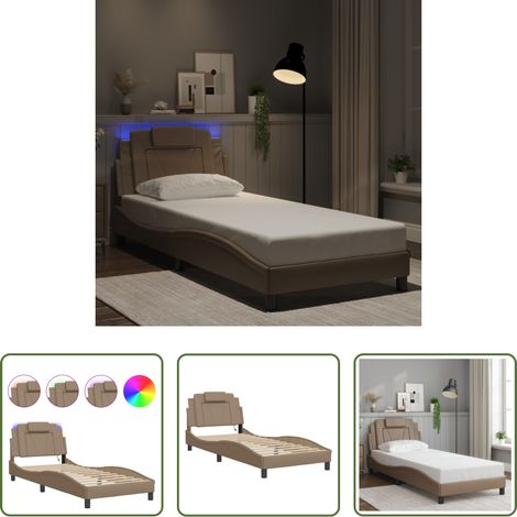 LED-Leuchten - Bettgestell "Viana" mit LED ohne Matratze Cappuccino-Braun 80x200 cm (1/5)
