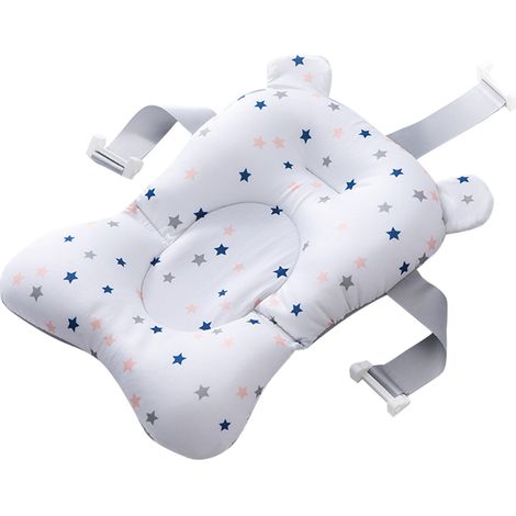 Bébé tapis de bain sécurisé inoffensif peau douce boucle design forte flottabilité évier baignoire pour nourrisson grand blanc bleu étoile (1/5)