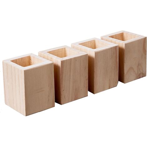 4 massive, quadratische Möbelfüße aus Holz – Höhenverstellbar von 5 bis 20 cm – Stabile Möbelfüße