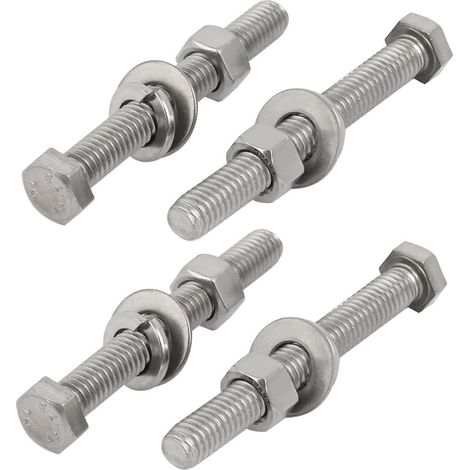 4 Ensemble Boulon à Tête Hexagonale 3/8"-16 Filetage 3" Longueur Kit de Boulons Hexagonaux avec Écrou de Rondelle Acier Inoxydable 304 (1/3)