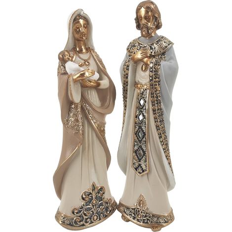 Figure del presepe crema con dettagli oro 30 cm set da 2