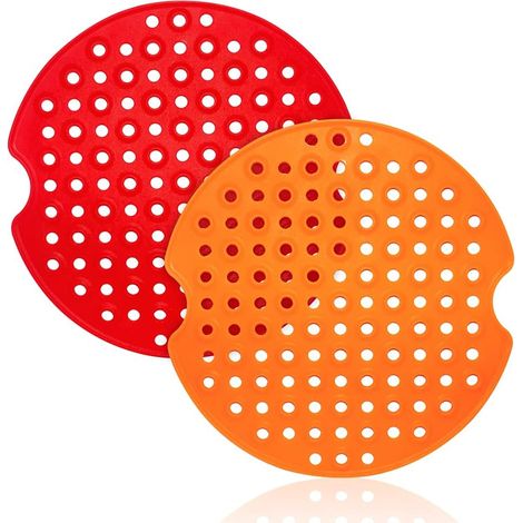 Lot de 2 doublures de friteuse en silicone, tapis antiadhésif réutilisable de 22,9 cm pour panier de cuisson à la vapeur (1/5)