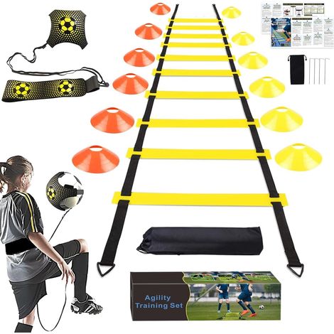 Football Speed Agility Training Set, Agility Ladder, 12 Sports Cones and Football Training, Football Training Equipment for Kids Adults (1/5)