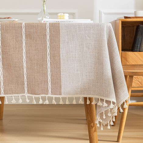 140x140 cm Nappe Carree Coton Lin Vintage Decoration Table Cloth Tablecloth Square Tassel Nappe pour Table de Cuisine (1/4)