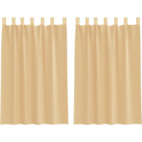 Rideaux en voile avec boucles 2 pcs sable 140x175 cm CFW45654 (1/5)