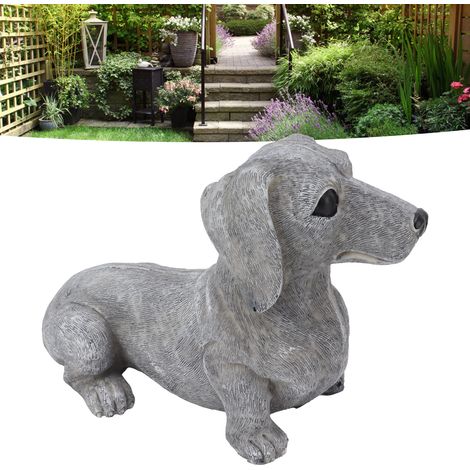 Statue de jardin en résine - Sculpture DIY de chien Dachshund lifelike pour prévenir fissures - Décor extérieur pour patio et jardin (1/5)