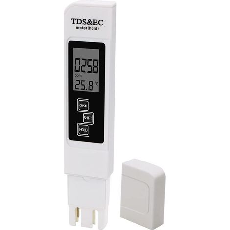 Medidor digital de calidad del agua TDS EC 3 en 1 con pantalla LCD, medición de temperatura y conductividad (0-9999 ppm), lápiz monitor de calidad del agua potable (1/5)