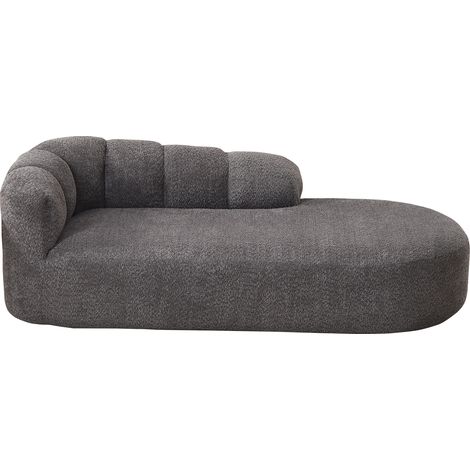 Chaise longue de chenilla gris antracita con respaldo ondulado, sin reposabrazos, 204 x 87 x 66 cm (1/5)