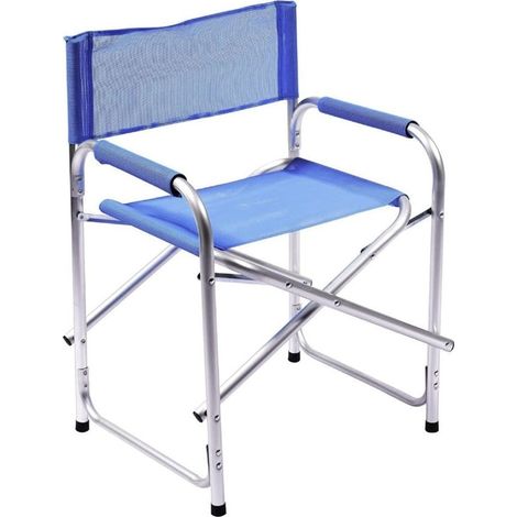 TRADE SHOP - Sedia Regista In Alluminio Tessuto Oxford Pieghevole Con Braccioli Blu Campeggio 512027 - (1/4)