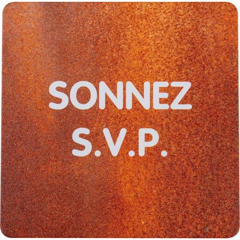 Plaque de porte alu effet rouille - Sonnez S.V.P - 4385167 (1/2)