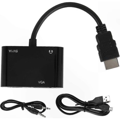 Adaptateur VGA vers HDMI pour PC Portable Bureau, Convertisseur 1080p HDTV Multimédia, Compatible Multi-Appareils (1/5)