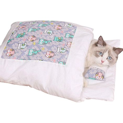 Sac de couchage chaud pour chat, lit amovible pour chat, niche chaude d'hiver pour petit animal de compagnie - S (1/4)