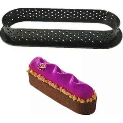 Cercle à tarte perforé en plastique pour réaliser soi-même des mousses aux fruits, gâteaux et desserts français. Moule à dessert pour la décoration de pâtisseries et autres créations. (1/4)