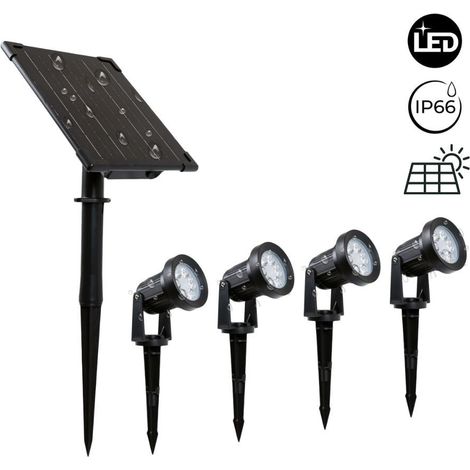 Kit x 4 Außen-Solarleuchten mit Solarmodul - 5W - IP66 - 3000K