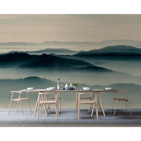 Papier peint panoramique paysage idéal salle à manger Tapisserie panoramique montagne tendance Papier peint panoramique noir et blanc nature (1/3)