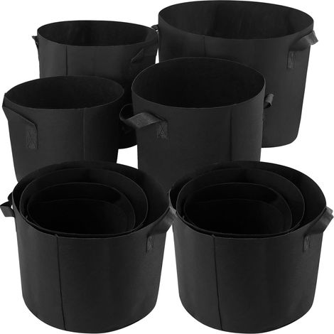 Sacs de Plantation 12 Pièces - 37l, 27l, 20l, 11l - Tissu Non Tissé avec Poignées - pour Pommes de Terre, Tomates, Légumes, Fleurs (1/5)