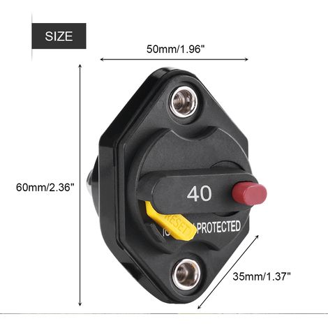 Disjoncteur 40A à réarmement manuel, interrupteur étanche pour voiture bateau, porte-fusible, protection électrique marine (1/5)