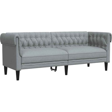 vidaXL Chesterfield Sofa 3 Plätze Hellgrau Stoff