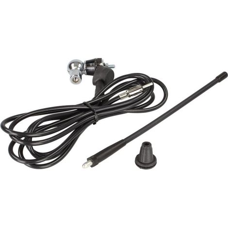 Antenne de toit AM FM DAB+ DIN M universelle flexible 0-180 Tige 25cm caoutchouc noir