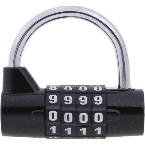Cadenas À Code - Cadenas À Combinaison 4 Chiffres En Alliage De Zinc - Pour Valises, Casiers Et Armoires - Noir - 1 Pièce (1/5)