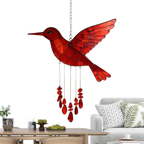Windspiel mit Acryl in Rot mit 2D Design für die Außenation