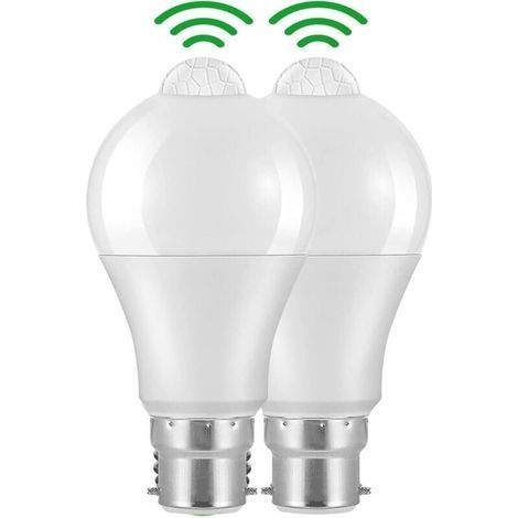 Ampoule Detecteur de Mouvement B22 Baonnette LED, 12W, 1020lm, Blanc Froid 6000 K, CIR 85, tanches IP42 conomie d\'nergie, non dimmable, Ampoule Dtecteur de Mouvement(2 pices) (1/5)