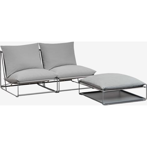 SKLUM Amaro 2-teiliges modulares Gartensofa und umwandelbarer Ottoman Grau
