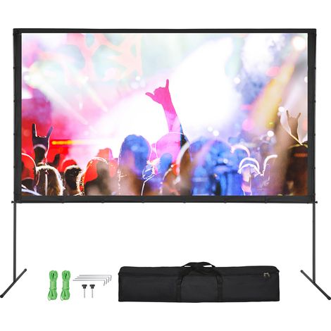 VEVOR Schermo di Proiezione Avvolgibile Manuale 120 Pollici 16:9 HD 4K Proiettore Antirughe Tela Ampio Supporto Schermo Immagine Dettagliata per Home Theater Festa, Telo per Proiettore con Supporto