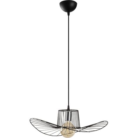 Lampadario cavi dall'altezza regolabile H. 24/110 cm in Metallo Nero - TELLIA (1/5)